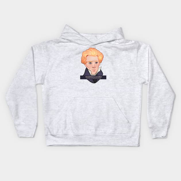 Kierkegaard, Father of Existentialism Kids Hoodie by eseryesimdraws